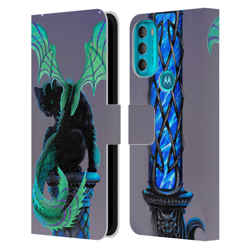 Stanley Morrison Dragons 2 Gothic Winged Cat Leather Book Wallet Case Cover For Motorola Moto G71 5G