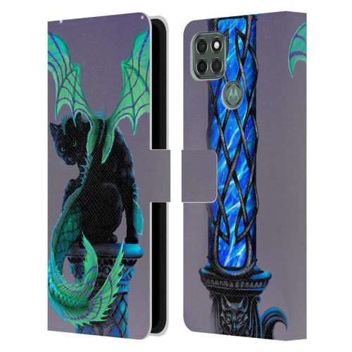 Stanley Morrison Dragons 2 Gothic Winged Cat Leather Book Wallet Case Cover For Motorola Moto G9 Power