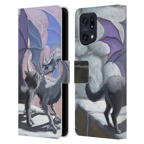 Stanley Morrison Dragons 2 Black Winged Cat Leather Book Wallet Case Cover For OPPO Find X5