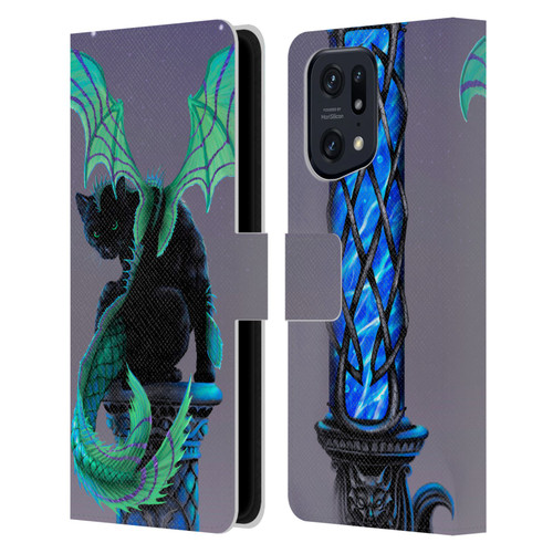 Stanley Morrison Dragons 2 Gothic Winged Cat Leather Book Wallet Case Cover For OPPO Find X5 Pro