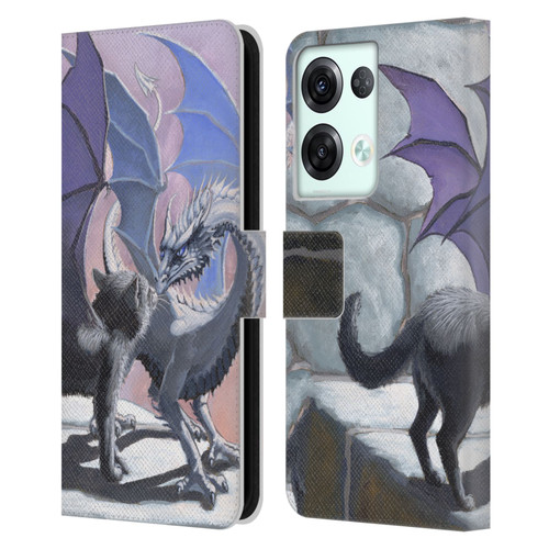 Stanley Morrison Dragons 2 Black Winged Cat Leather Book Wallet Case Cover For OPPO Reno8 Pro