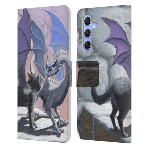 Stanley Morrison Dragons 2 Black Winged Cat Leather Book Wallet Case Cover For Samsung Galaxy A34 5G