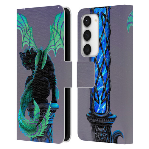 Stanley Morrison Dragons 2 Gothic Winged Cat Leather Book Wallet Case Cover For Samsung Galaxy S23 5G