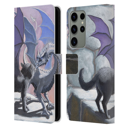Stanley Morrison Dragons 2 Black Winged Cat Leather Book Wallet Case Cover For Samsung Galaxy S23 Ultra 5G