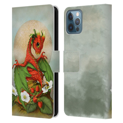 Stanley Morrison Dragons 3 Strawberry Garden Leather Book Wallet Case Cover For Apple iPhone 12 / iPhone 12 Pro