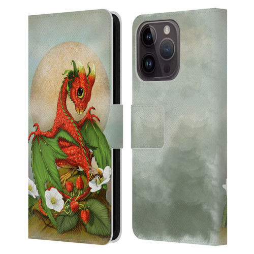Stanley Morrison Dragons 3 Strawberry Garden Leather Book Wallet Case Cover For Apple iPhone 15 Pro