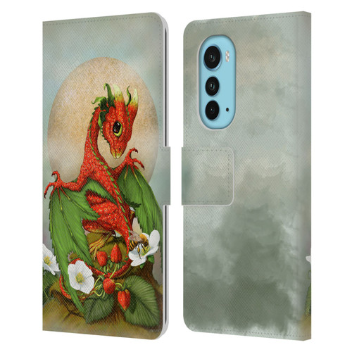 Stanley Morrison Dragons 3 Strawberry Garden Leather Book Wallet Case Cover For Motorola Edge (2022)