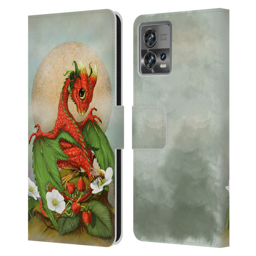 Stanley Morrison Dragons 3 Strawberry Garden Leather Book Wallet Case Cover For Motorola Moto Edge 30 Fusion