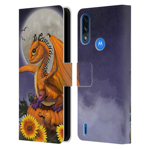 Stanley Morrison Dragons 3 Halloween Pumpkin Leather Book Wallet Case Cover For Motorola Moto E7 Power / Moto E7i Power