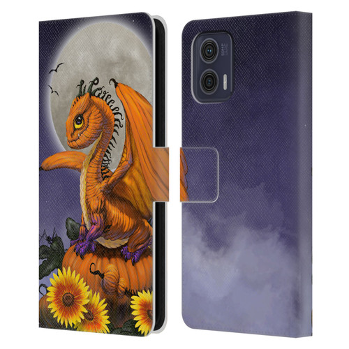 Stanley Morrison Dragons 3 Halloween Pumpkin Leather Book Wallet Case Cover For Motorola Moto G73 5G