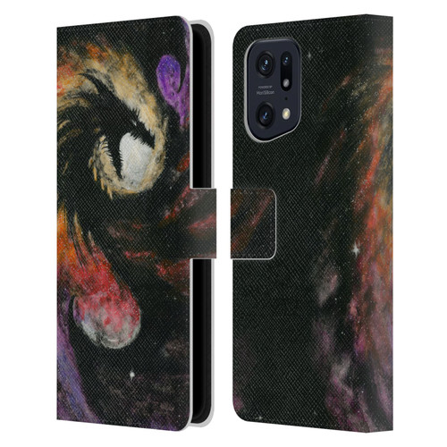 Stanley Morrison Dragons 3 Swirling Starry Galaxy Leather Book Wallet Case Cover For OPPO Find X5