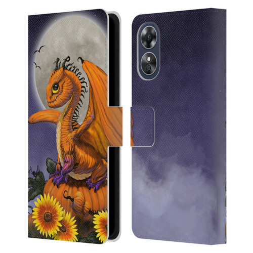 Stanley Morrison Dragons 3 Halloween Pumpkin Leather Book Wallet Case Cover For OPPO A17