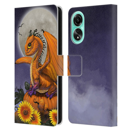 Stanley Morrison Dragons 3 Halloween Pumpkin Leather Book Wallet Case Cover For OPPO A78 4G