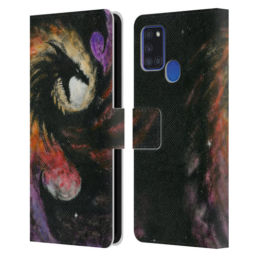 Stanley Morrison Dragons 3 Swirling Starry Galaxy Leather Book Wallet Case Cover For Samsung Galaxy A21s (2020)