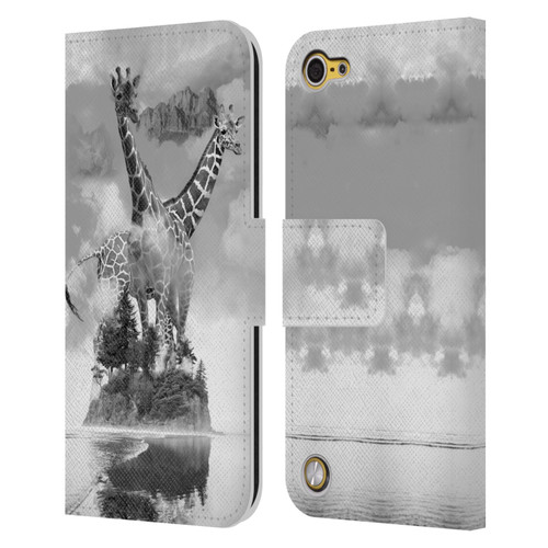 Dave Loblaw Animals Giraffe In The Mist Leather Book Wallet Case Cover For Apple iPod Touch 5G 5th Gen