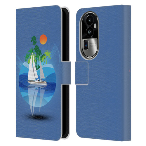 Dave Loblaw Contemporary Art Tropical Waters Leather Book Wallet Case Cover For OPPO Reno10 Pro+