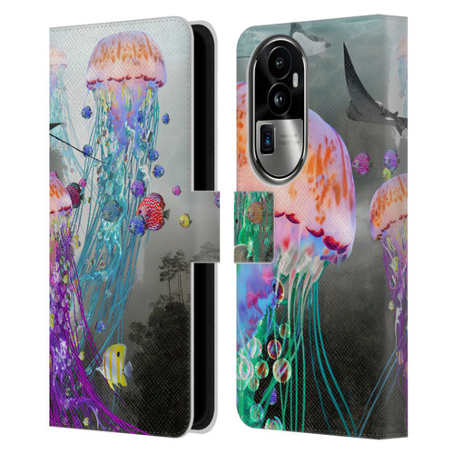 Dave Loblaw Jellyfish Jellyfish Misty Mount Leather Book Wallet Case Cover For OPPO Reno10 Pro+