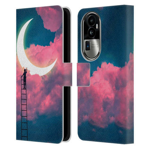 Dave Loblaw Sci-Fi And Surreal Boy Painting Moon Clouds Leather Book Wallet Case Cover For OPPO Reno10 Pro+