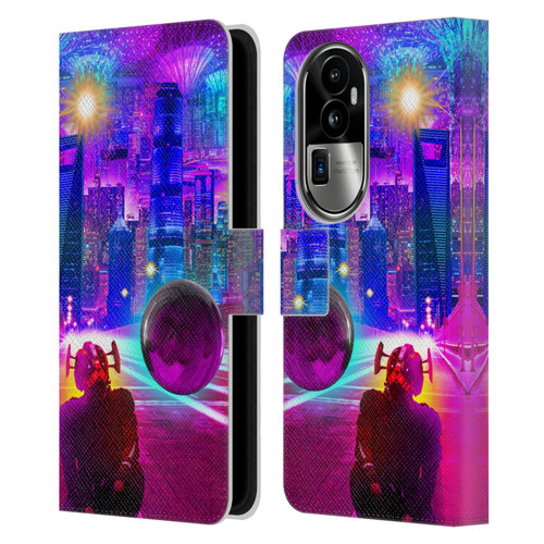 Dave Loblaw Sci-Fi And Surreal Synthwave Street Leather Book Wallet Case Cover For OPPO Reno10 Pro+