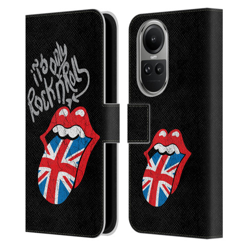 The Rolling Stones Albums Only Rock And Roll Distressed Leather Book Wallet Case Cover For OPPO Reno10 5G / Reno10 Pro 5G