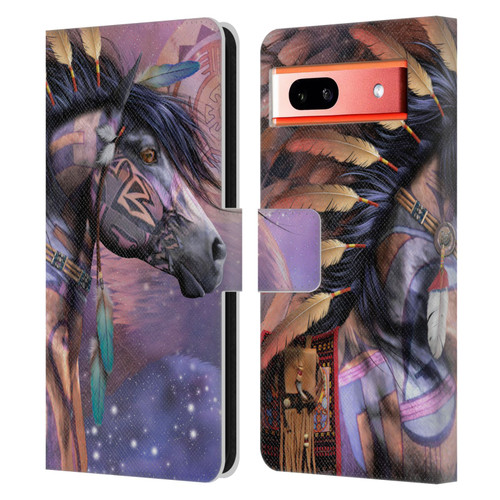 Laurie Prindle Fantasy Horse Native American Shaman Leather Book Wallet Case Cover For Google Pixel 7a