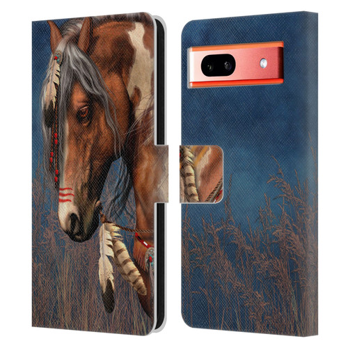 Laurie Prindle Fantasy Horse Native American War Pony Leather Book Wallet Case Cover For Google Pixel 7a