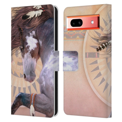 Laurie Prindle Fantasy Horse Native Spirit Leather Book Wallet Case Cover For Google Pixel 7a