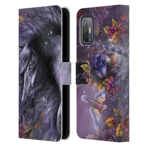 Laurie Prindle Fantasy Horse Blue Rose Unicorn Leather Book Wallet Case Cover For HTC Desire 21 Pro 5G