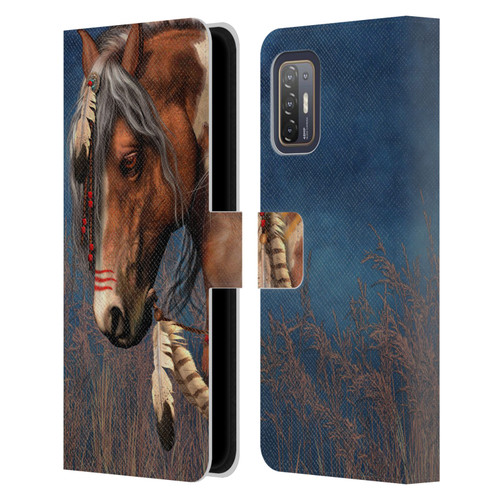 Laurie Prindle Fantasy Horse Native American War Pony Leather Book Wallet Case Cover For HTC Desire 21 Pro 5G