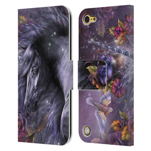 Laurie Prindle Fantasy Horse Blue Rose Unicorn Leather Book Wallet Case Cover For Apple iPod Touch 5G 5th Gen