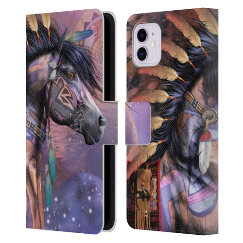 Laurie Prindle Fantasy Horse Native American Shaman Leather Book Wallet Case Cover For Apple iPhone 11