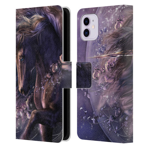 Laurie Prindle Fantasy Horse Chimera Black Rose Unicorn Leather Book Wallet Case Cover For Apple iPhone 11
