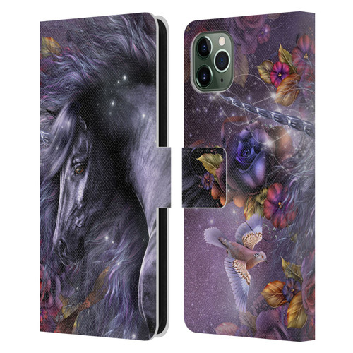 Laurie Prindle Fantasy Horse Blue Rose Unicorn Leather Book Wallet Case Cover For Apple iPhone 11 Pro Max