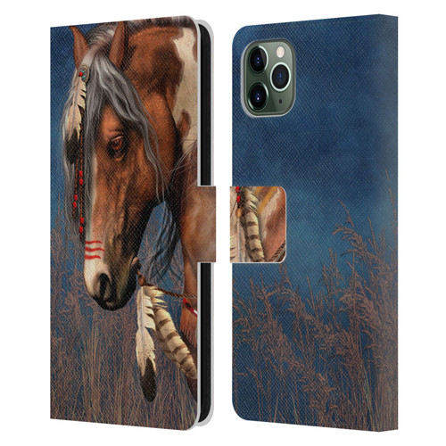 Laurie Prindle Fantasy Horse Native American War Pony Leather Book Wallet Case Cover For Apple iPhone 11 Pro Max