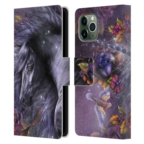 Laurie Prindle Fantasy Horse Blue Rose Unicorn Leather Book Wallet Case Cover For Apple iPhone 11 Pro