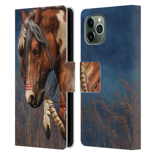 Laurie Prindle Fantasy Horse Native American War Pony Leather Book Wallet Case Cover For Apple iPhone 11 Pro