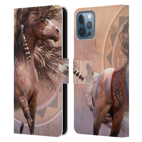 Laurie Prindle Fantasy Horse Spirit Warrior Leather Book Wallet Case Cover For Apple iPhone 12 / iPhone 12 Pro