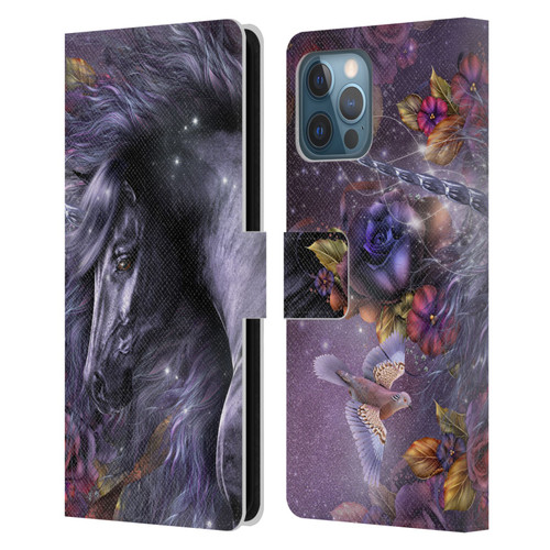 Laurie Prindle Fantasy Horse Blue Rose Unicorn Leather Book Wallet Case Cover For Apple iPhone 12 Pro Max