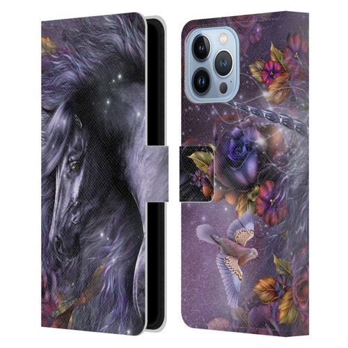 Laurie Prindle Fantasy Horse Blue Rose Unicorn Leather Book Wallet Case Cover For Apple iPhone 13 Pro Max