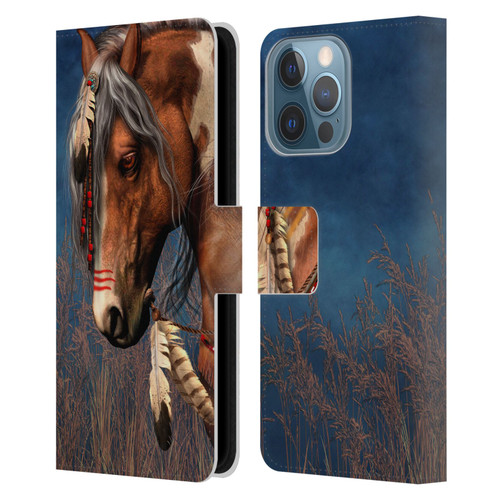 Laurie Prindle Fantasy Horse Native American War Pony Leather Book Wallet Case Cover For Apple iPhone 13 Pro
