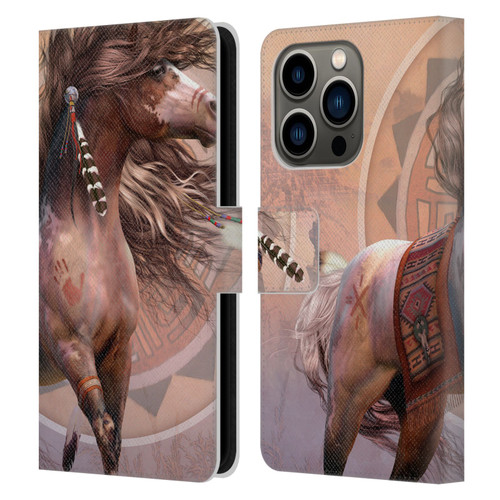Laurie Prindle Fantasy Horse Spirit Warrior Leather Book Wallet Case Cover For Apple iPhone 14 Pro