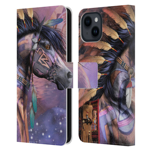 Laurie Prindle Fantasy Horse Native American Shaman Leather Book Wallet Case Cover For Apple iPhone 15