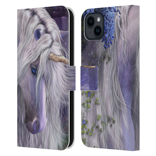 Laurie Prindle Fantasy Horse Moonlight Serenade Unicorn Leather Book Wallet Case Cover For Apple iPhone 15 Plus