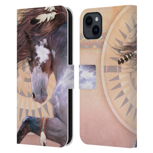 Laurie Prindle Fantasy Horse Native Spirit Leather Book Wallet Case Cover For Apple iPhone 15 Plus