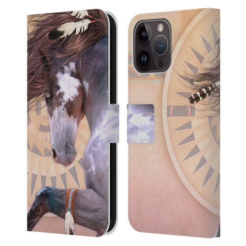 Laurie Prindle Fantasy Horse Native Spirit Leather Book Wallet Case Cover For Apple iPhone 15 Pro Max