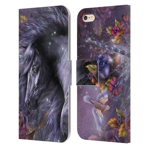 Laurie Prindle Fantasy Horse Blue Rose Unicorn Leather Book Wallet Case Cover For Apple iPhone 6 Plus / iPhone 6s Plus