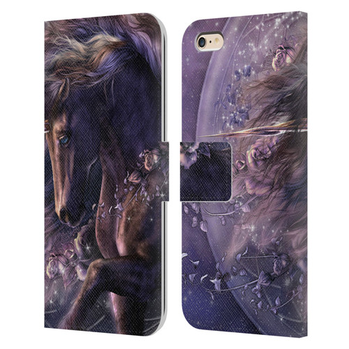Laurie Prindle Fantasy Horse Chimera Black Rose Unicorn Leather Book Wallet Case Cover For Apple iPhone 6 Plus / iPhone 6s Plus