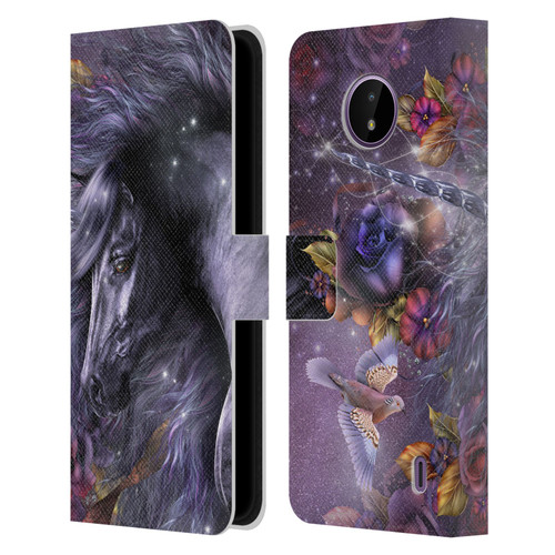 Laurie Prindle Fantasy Horse Blue Rose Unicorn Leather Book Wallet Case Cover For Nokia C10 / C20