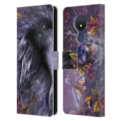 Laurie Prindle Fantasy Horse Blue Rose Unicorn Leather Book Wallet Case Cover For Nokia C21