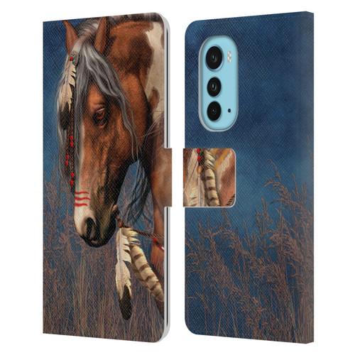 Laurie Prindle Fantasy Horse Native American War Pony Leather Book Wallet Case Cover For Motorola Edge (2022)